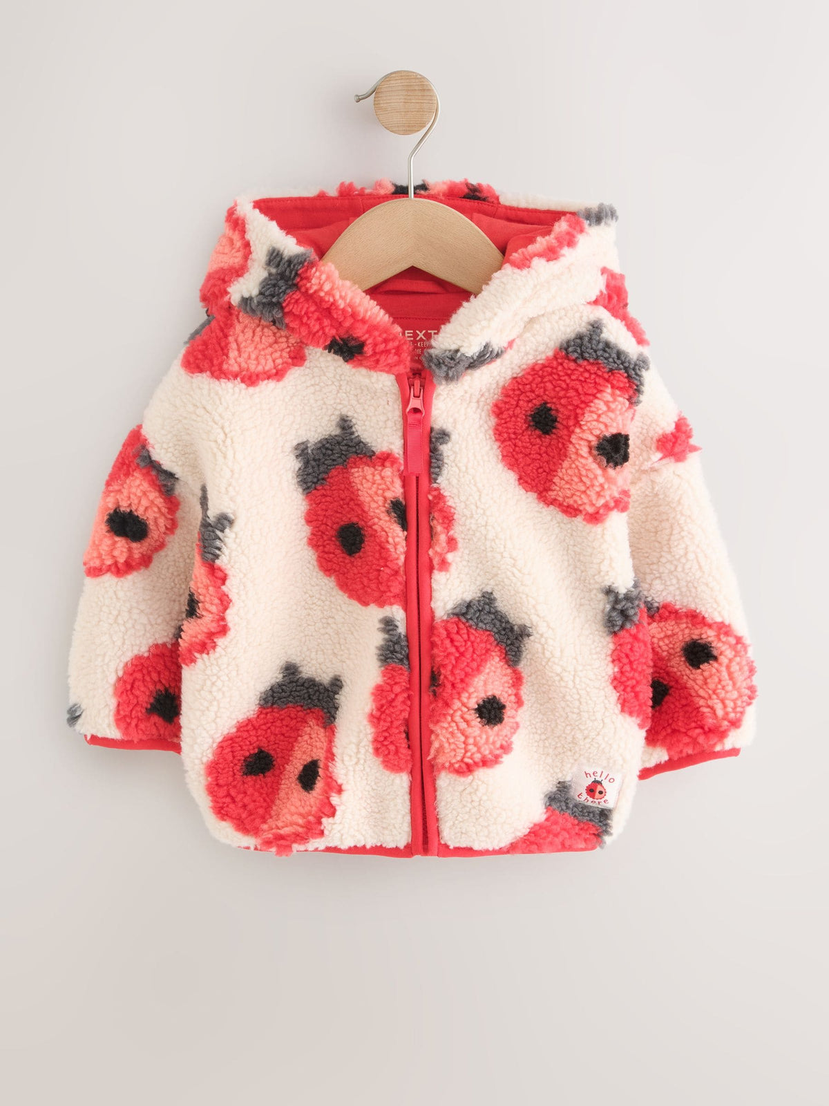 Cream Ladybird Hooded Zip Up Fleece (3mths-7yrs)