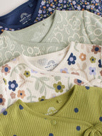 Green Floral Wrap Baby Sleepsuits 4 Pack (0mths-2yrs)