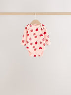 Red Ladybird Long Sleeve Baby Bodysuits 5 Pack