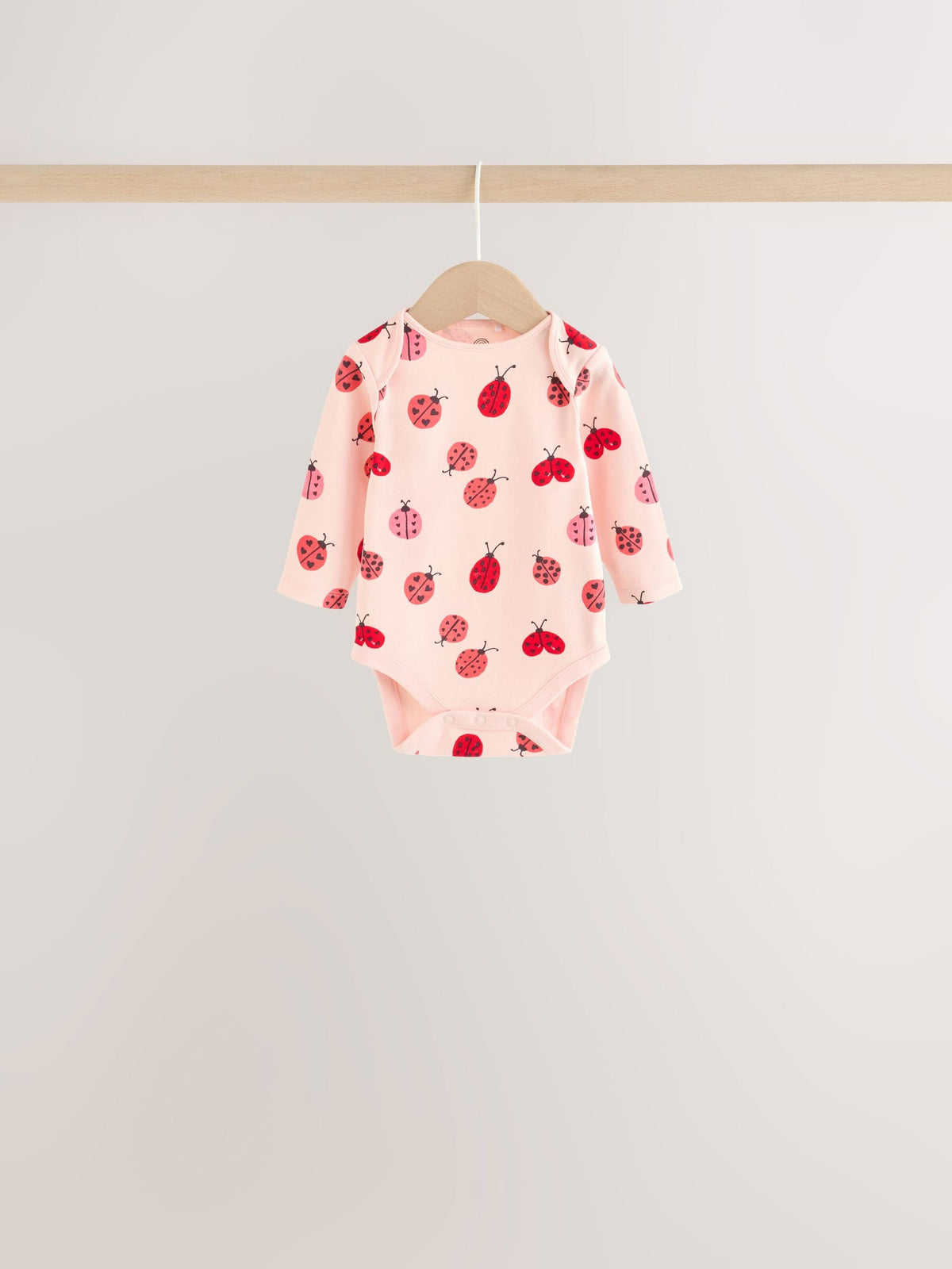 Red Ladybird Long Sleeve Baby Bodysuits 5 Pack