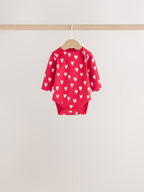 Red Ladybird Long Sleeve Baby Bodysuits 5 Pack