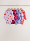 Purple/Pink Long Sleeve Baby Bodysuits 5 Pack
