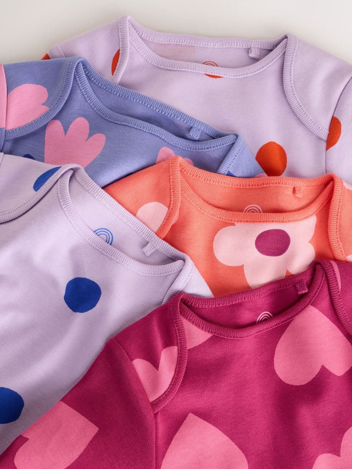 Purple/Pink Long Sleeve Baby Bodysuits 5 Pack