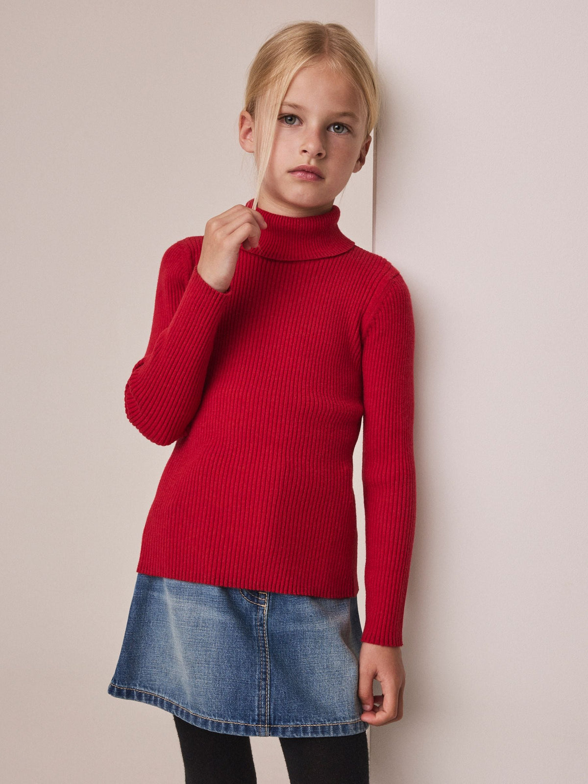 Red Roll Neck Jumper (3-16yrs)
