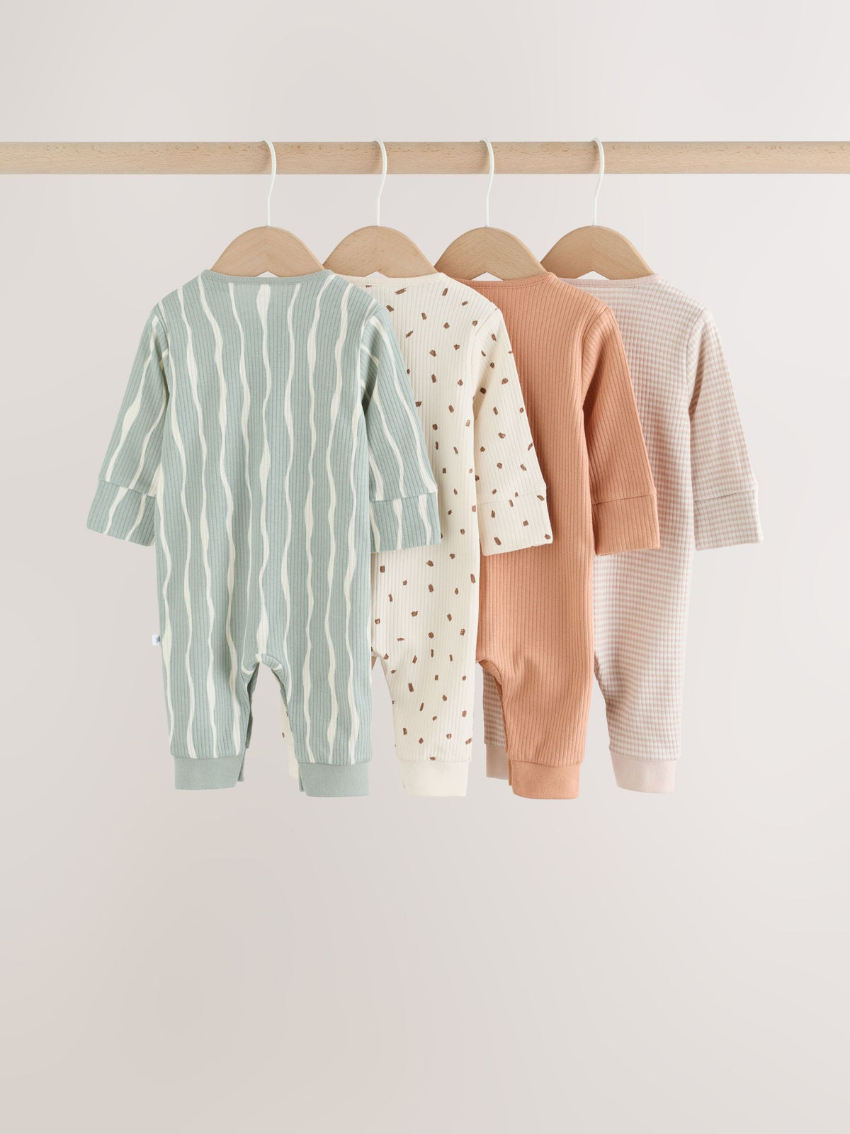 Neutral Safari Baby Sleepsuits 4 Pack (0mths-3yrs)