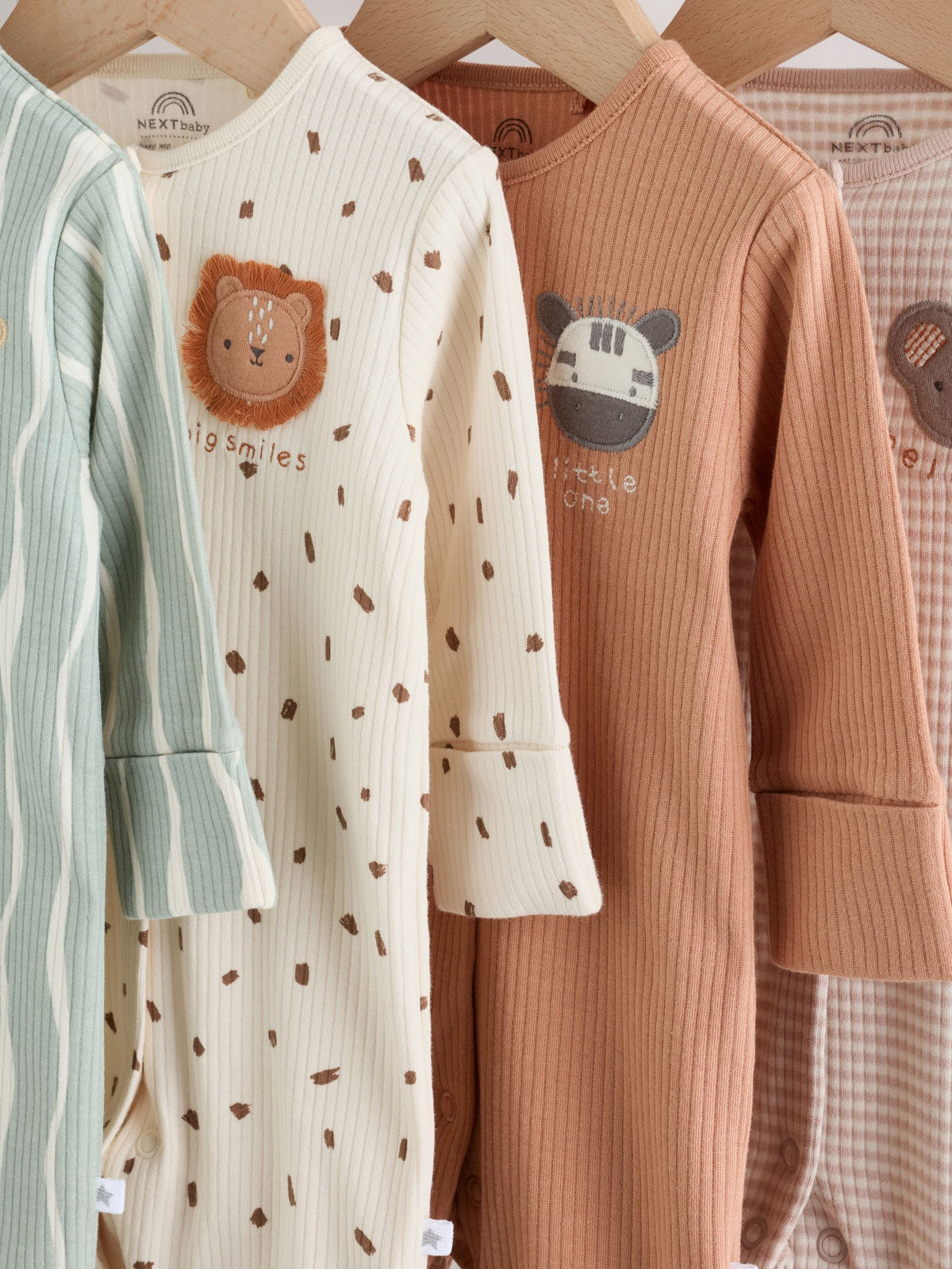Neutral Safari Baby Sleepsuits 4 Pack (0mths-3yrs)