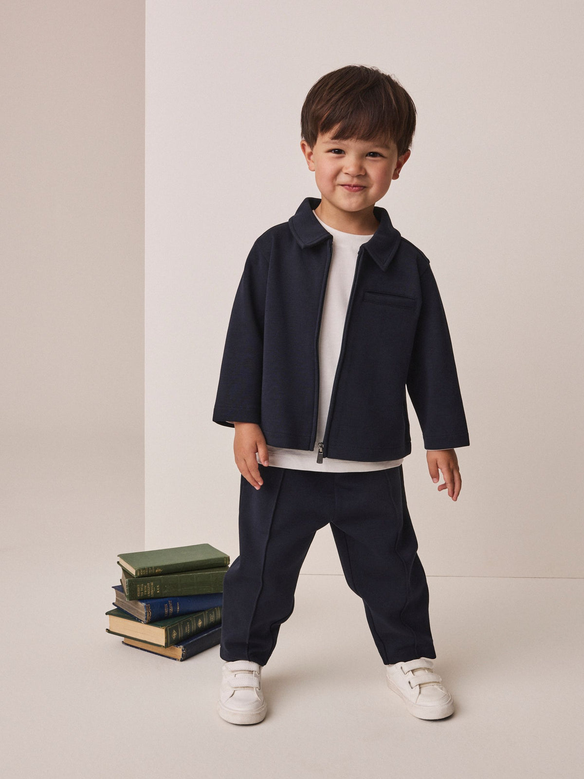 Navy Smart Jacket Top & Trousers Set 3 Piece (3mths-7yrs)