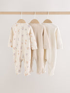 Neutral Animal Baby Sleepsuits 3 Pack (0-2yrs)