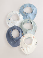 Blue Mini Character Baby Dribble Bibs 5 Pack