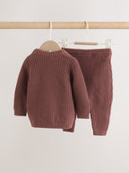Chocolate Brown Cable Knit Jumper and Leggings Set (0mths-2yrs)