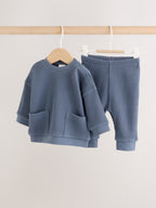 Blue Textured Top and Legging Baby Set (0mths-2yrs)