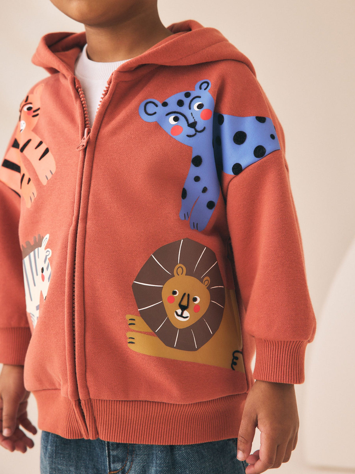 Tan Brown Printed Zip Up Hoodie (3mths-7yrs)