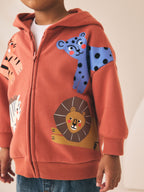 Tan Brown Printed Zip Up Hoodie (3mths-7yrs)