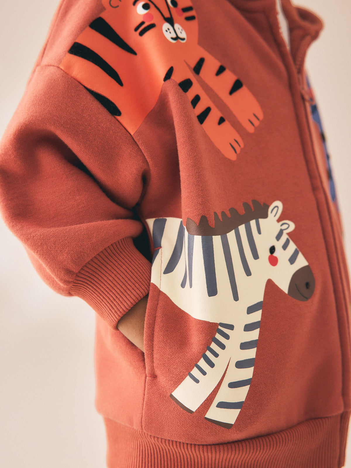 Tan Brown Printed Zip Up Hoodie (3mths-7yrs)