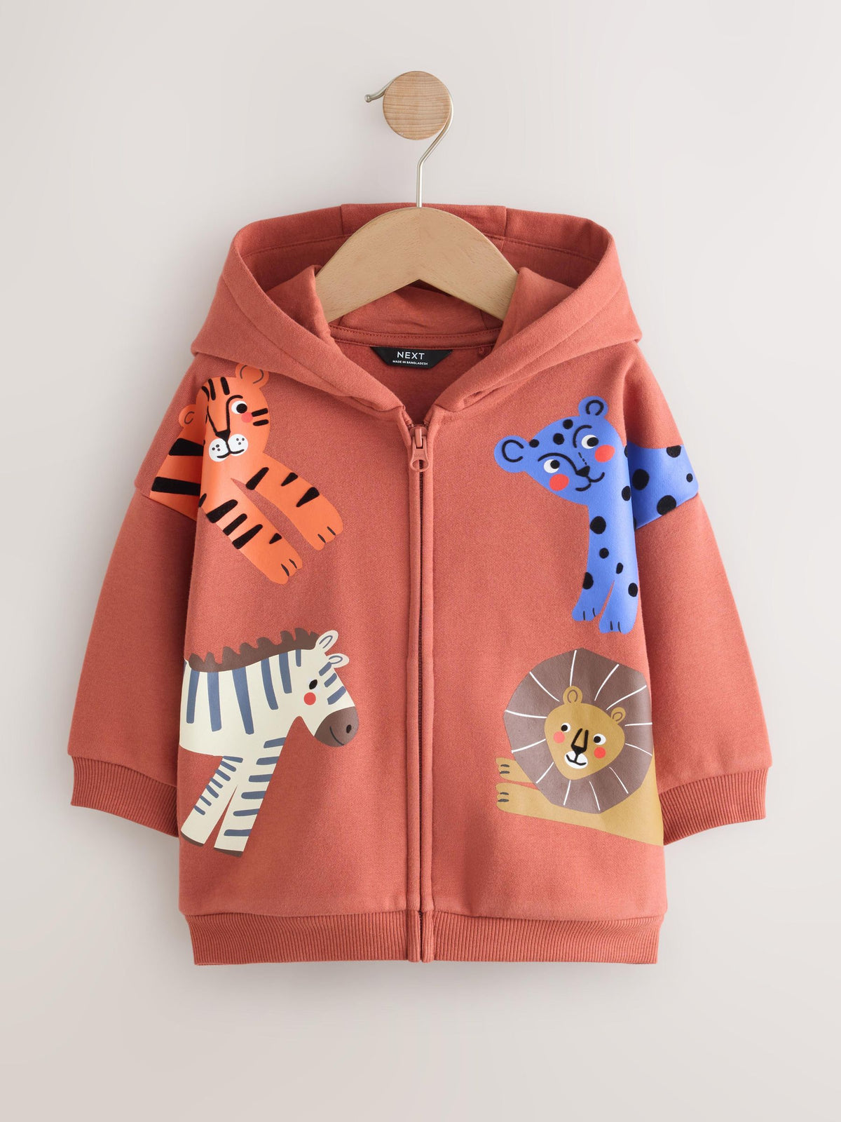 Tan Brown Printed Zip Up Hoodie (3mths-7yrs)