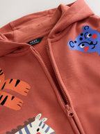 Tan Brown Printed Zip Up Hoodie (3mths-7yrs)