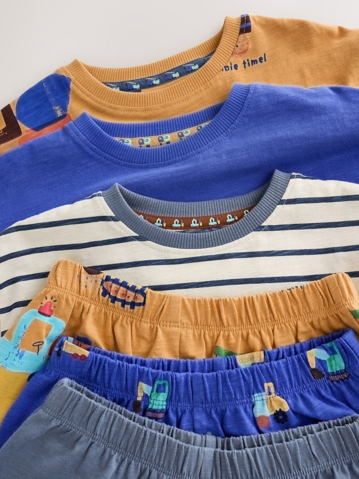 Brown/Yellow/Blue Diggers Oversized Pyjamas 3 Pack (9mths-8yrs)
