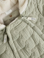Green Crinkle Bear Face Quilted Baby Pramsuit (0mths-2yrs)