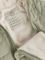 Green Crinkle Bear Face Quilted Baby Pramsuit (0mths-2yrs)