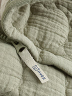 Green Crinkle Bear Face Quilted Baby Pramsuit (0mths-2yrs)
