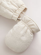 Cream Little One Back Slogan Quilted Nylon Pramsuit