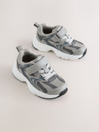Grey Touch Fastening Elastic Lace Lifestyle Trainers