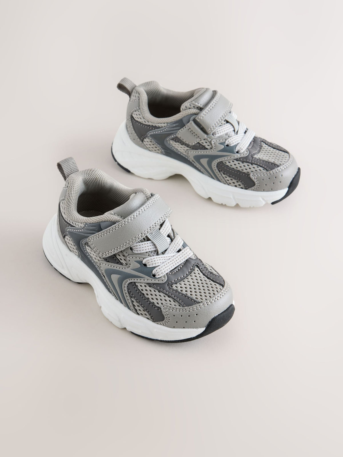 Grey Touch Fastening Elastic Lace Lifestyle Trainers