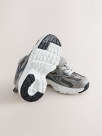 Grey Touch Fastening Elastic Lace Lifestyle Trainers