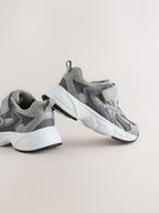 Grey Touch Fastening Elastic Lace Lifestyle Trainers
