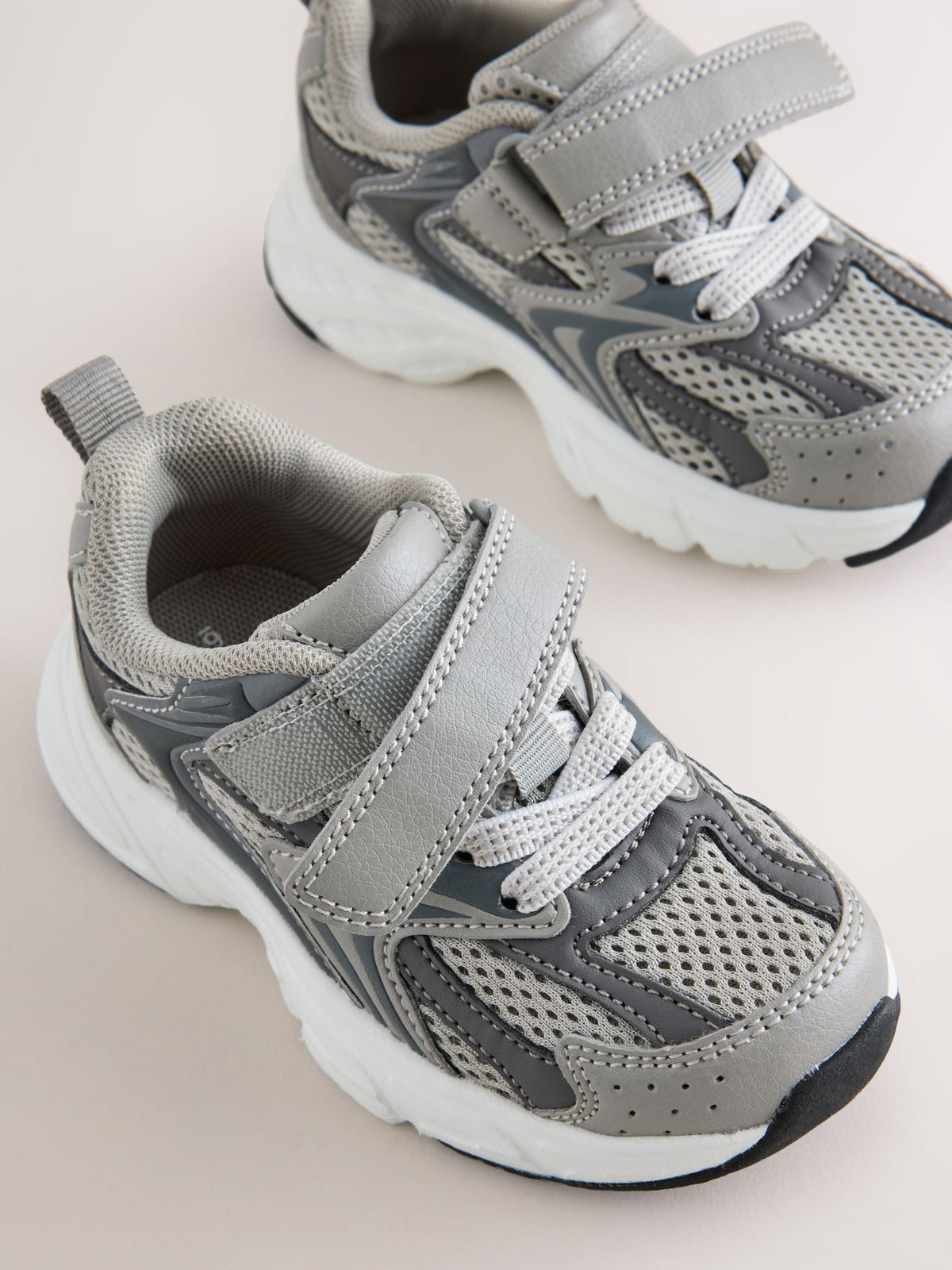 Grey Touch Fastening Elastic Lace Lifestyle Trainers