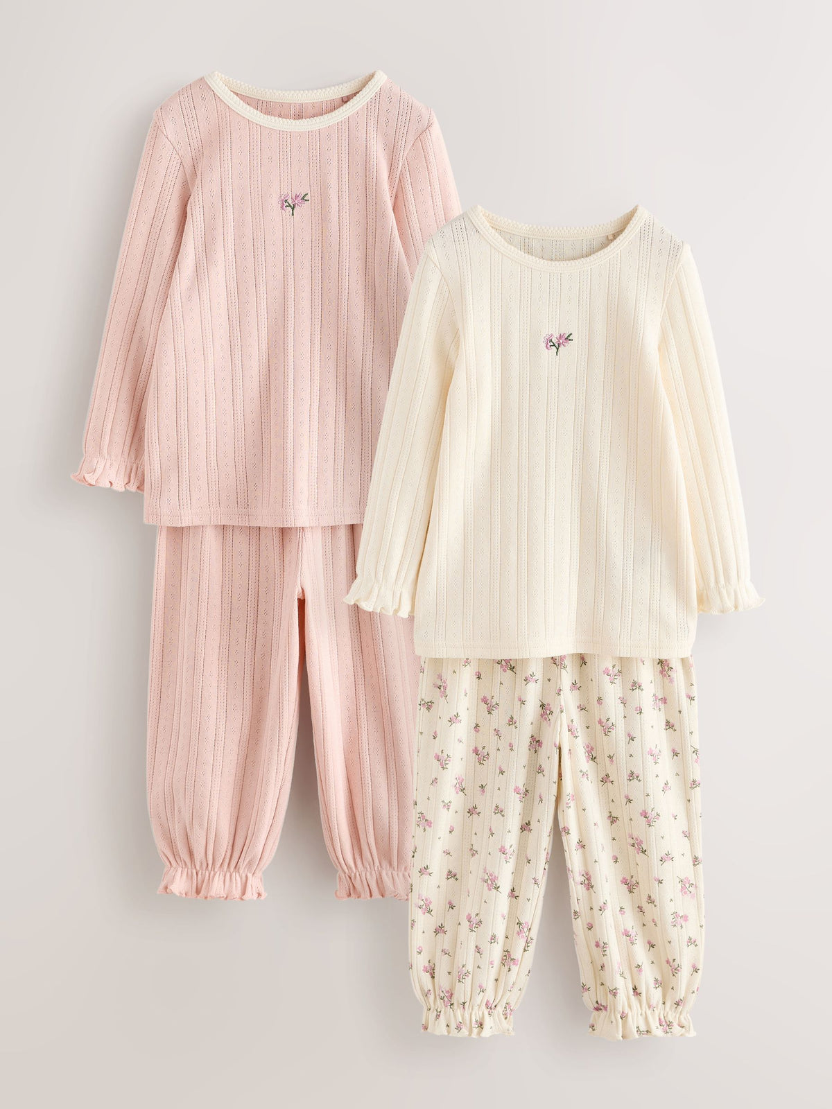 Pink Pointelle Jogger Pyjamas 2 Pack (9mths-12yrs)