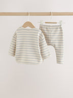 Blue/Cream Stripe Top and Leggings Baby Set (0mths-2yrs)