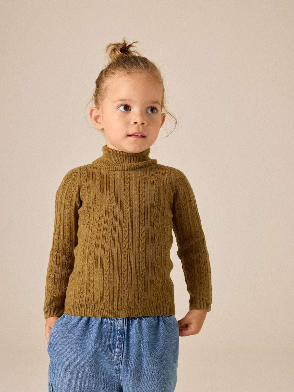 Olive Green Roll Neck Jumper (3mths-10yrs)