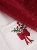 Ecru and Burgundy Red Embroidered Cardigan and Skirt Set (3mths-10yrs)