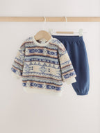 Blue Fairisle Fleece Top and Joggers Baby Set (0mths-2yrs)