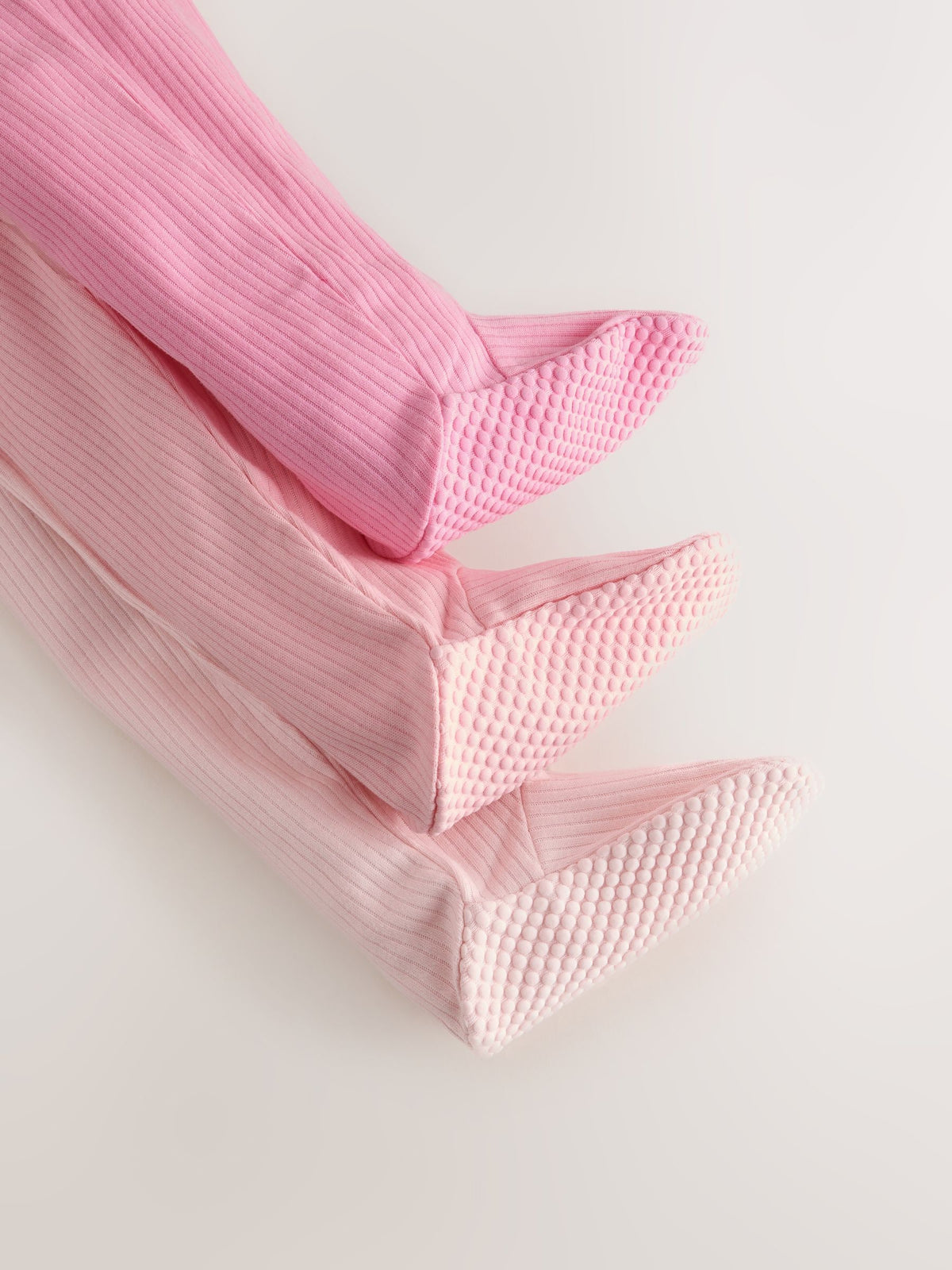 Pink Two Way Zip Baby Sleepsuits 3 Pack (0-2yrs)