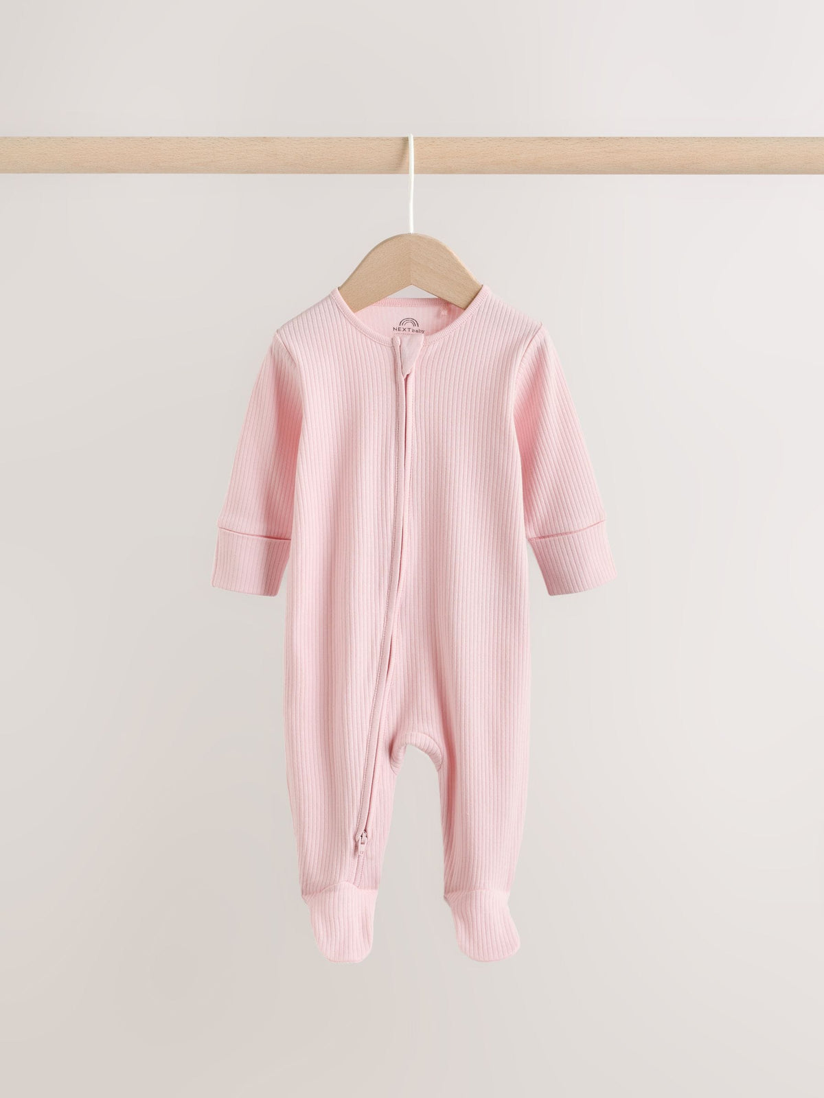 Pink Two Way Zip Baby Sleepsuits 3 Pack (0-2yrs)