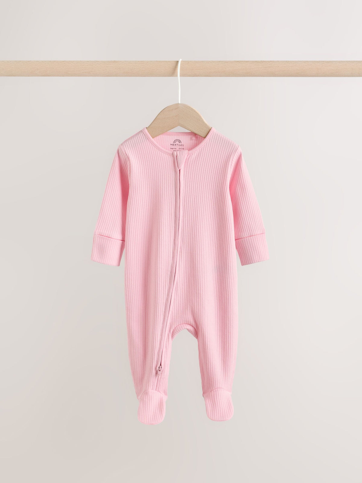 Pink Two Way Zip Baby Sleepsuits 3 Pack (0-2yrs)
