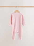 Pink Two Way Zip Baby Sleepsuits 3 Pack (0-2yrs)