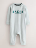 Baker by Ted Baker Green/Ecru Romper and Hat 3 Piece Set