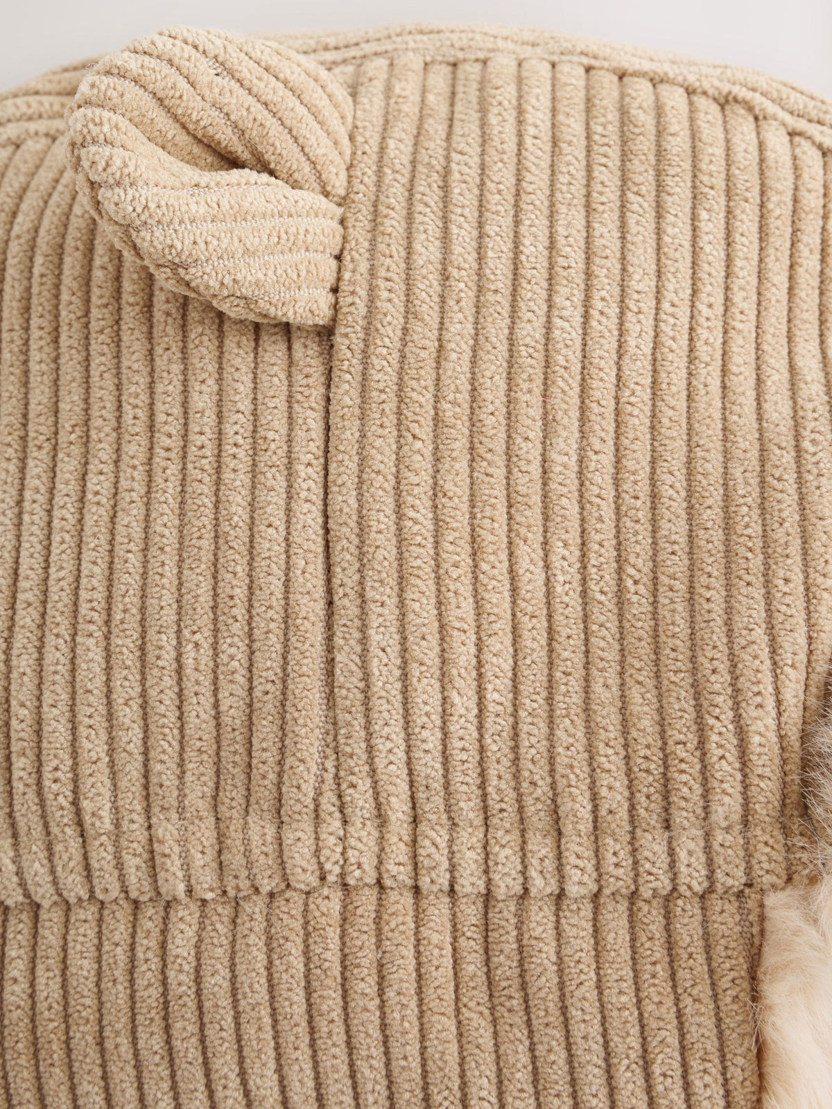 Neutral Beige Cord Trapper Baby Hat