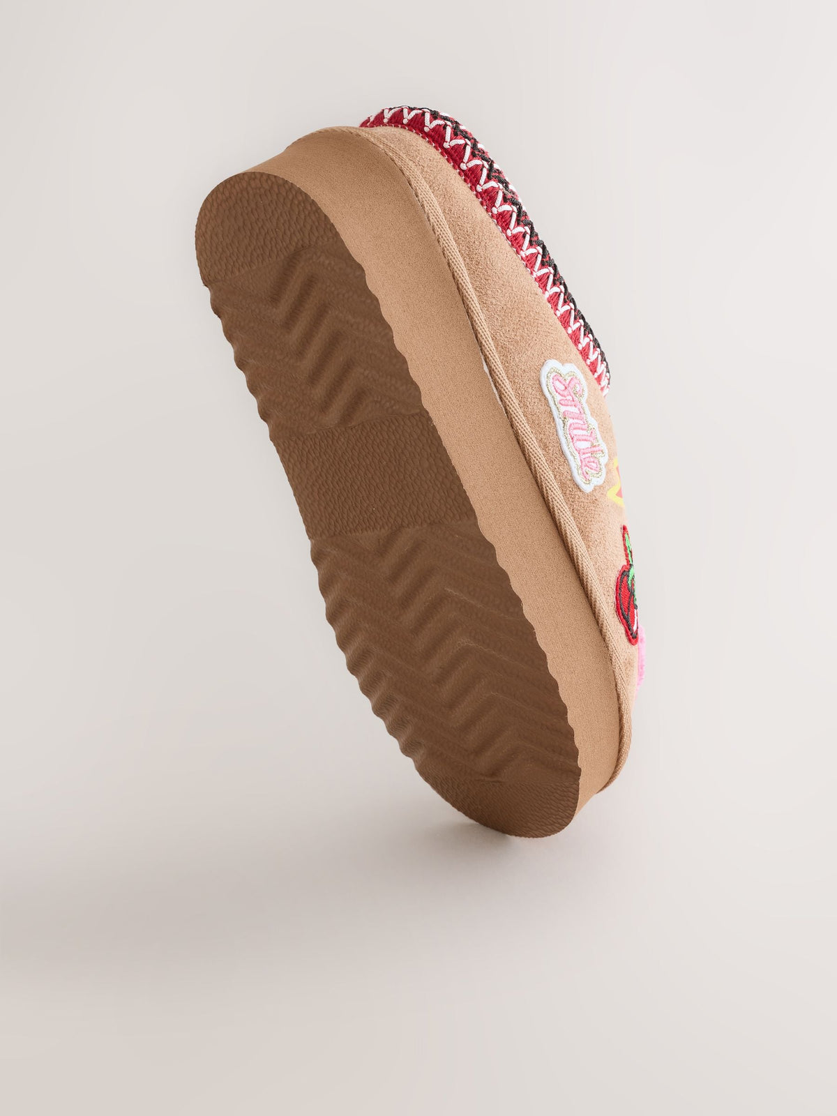Tan Brown Badges Shoot Slippers