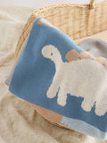 Blue/Brown Dino Scene Knitted Blanket