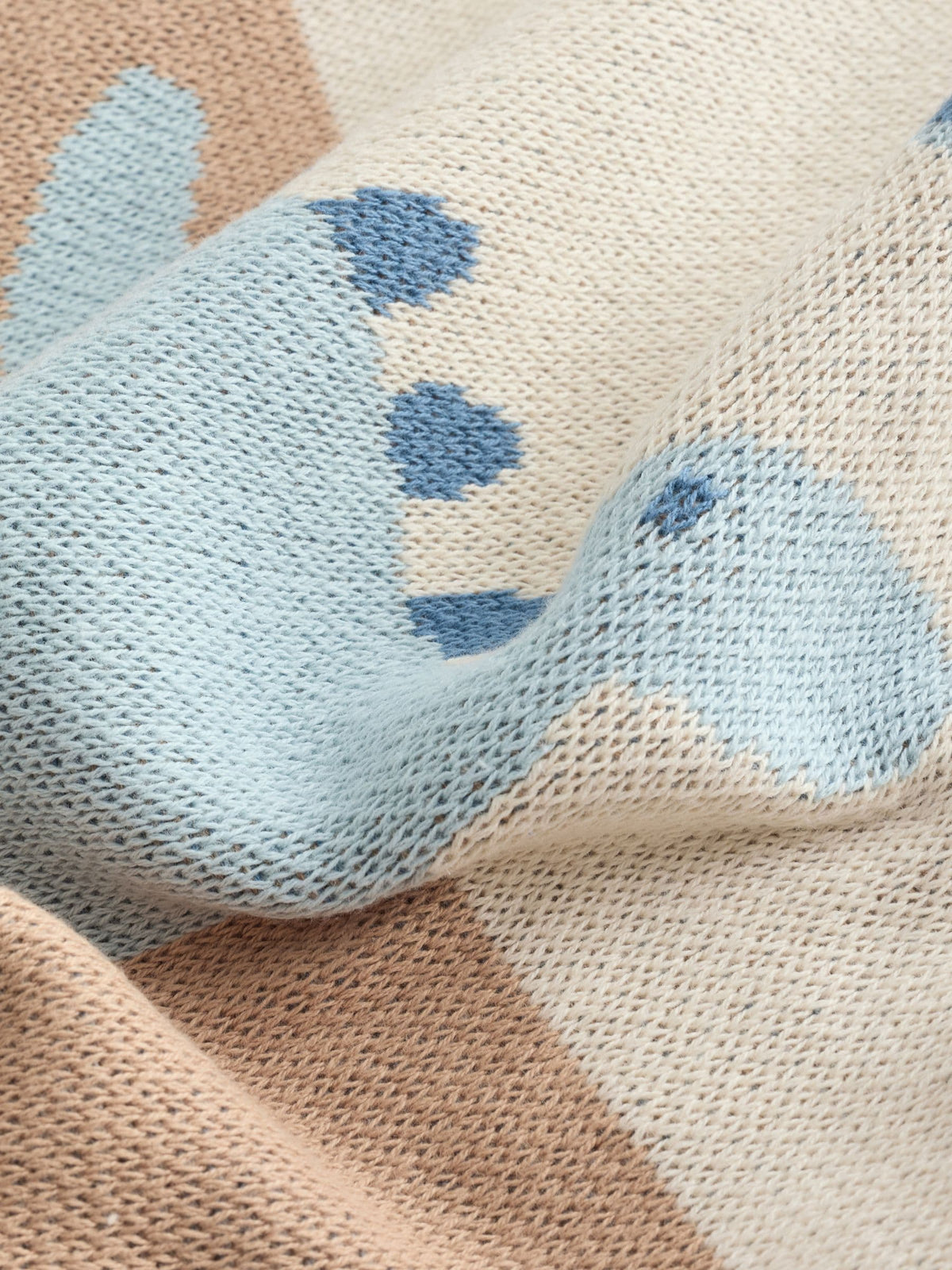 Blue/Brown Dino Scene Knitted Blanket