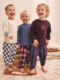 Burgundy/Ecru/Blue Oversized Pyjamas 3 Pack (9mths-10yrs)