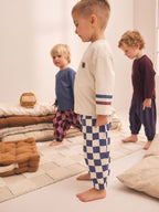 Burgundy/Ecru/Blue Oversized Pyjamas 3 Pack (9mths-10yrs)