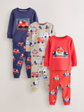 Red/Blue Emergency Vehicles Snuggle Pyjamas 3 Pack (9mths-10yrs)