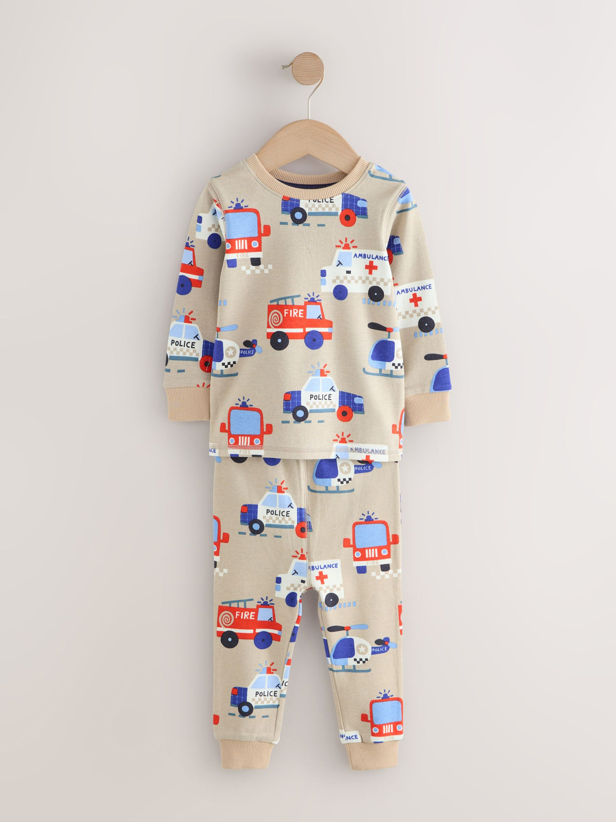 Red/Blue Emergency Vehicles Snuggle Pyjamas 3 Pack (9mths-10yrs)