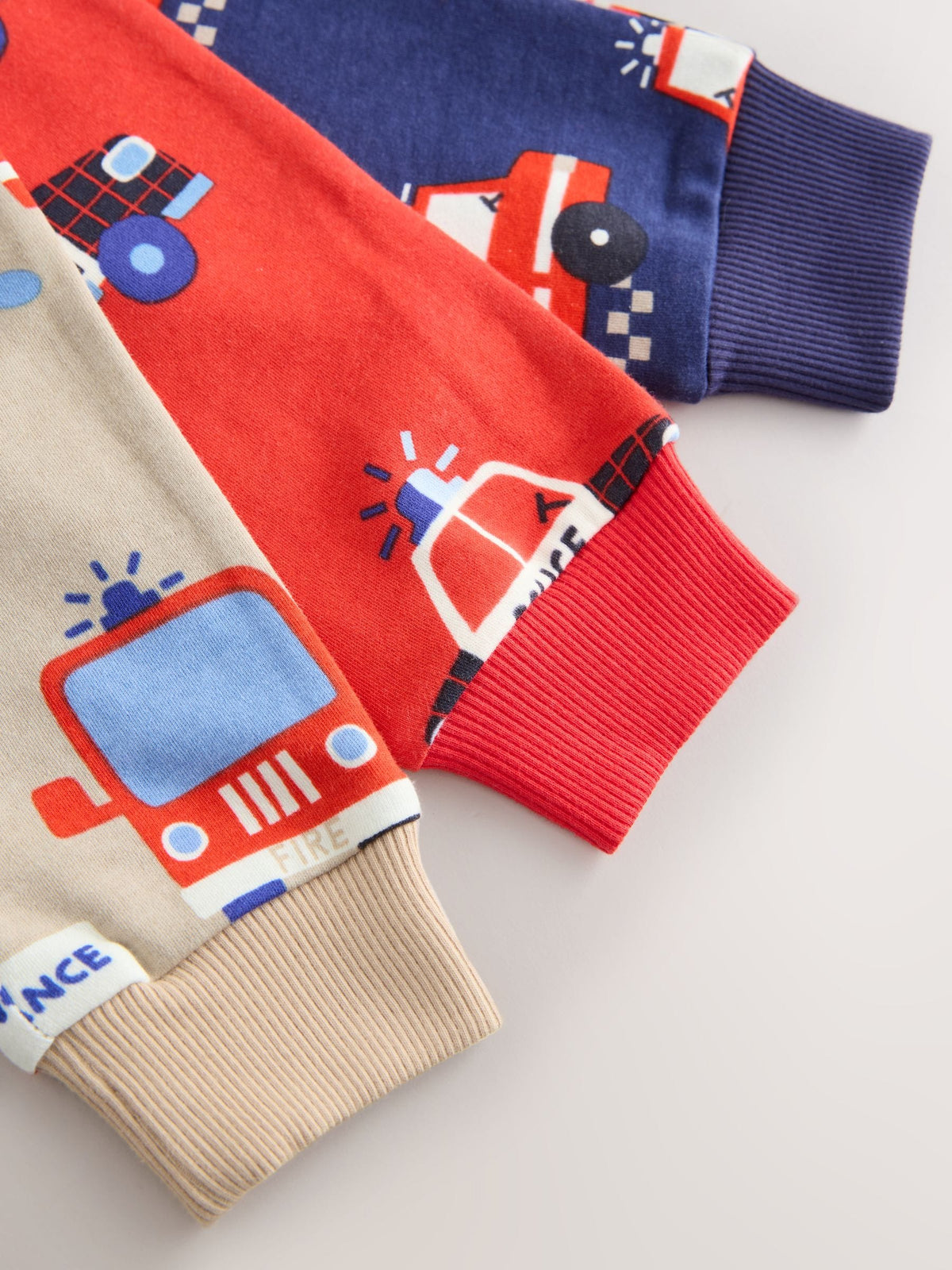Red/Blue Emergency Vehicles Snuggle Pyjamas 3 Pack (9mths-10yrs)