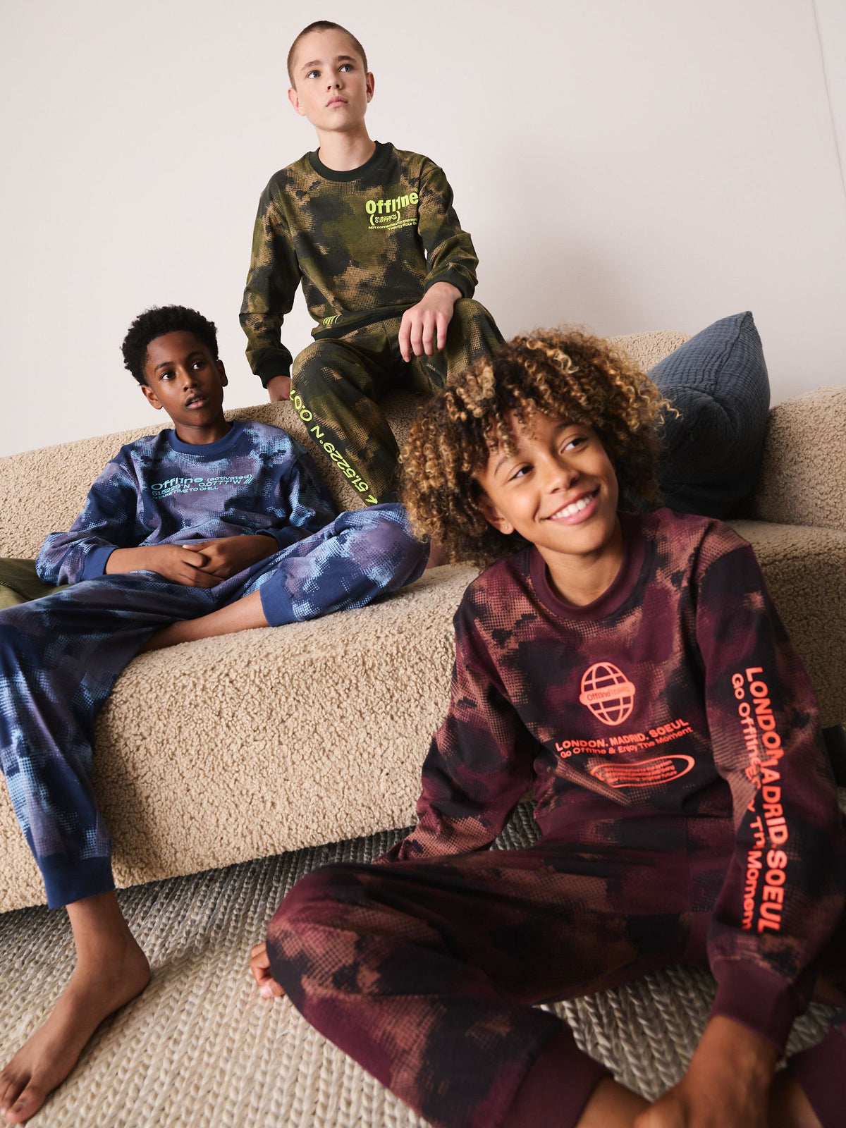 Blue/Yellow/Red Offline Long Sleeve Pyjamas 3 Pack (3-16yrs)